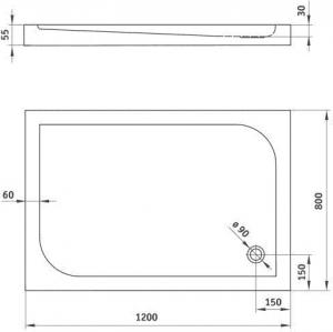 Brodzik Deante Cubic prostokątny 120 cm x 80 cm (KTK_044B) 2