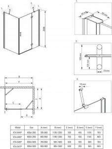 Deante kabina Abelia prostokątna szkło transparentne z powłoką, 80x120 cm (KTA_044P) 2