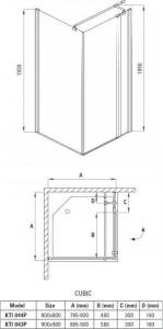 Deante Cubic kwadratowa, szkło transparentne z powłoką, profil chrom, 80x80 cm (KTI_044P) 2