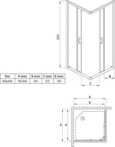 Deante kabina Funkia kwadratowa, szkło transparentne, 80x80 cm (KYC_042K) 2