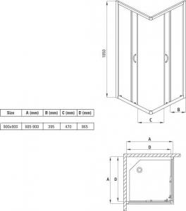 Deante kabina Funkia kwadratowa, szkło grafitowe, 80x80 cm (KYC_442K) 2