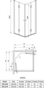 Deante Kabina Kerria kwadratowa, szkło transparentne z powłoką, profil chrom, 90x90 cm (KTK_041P) 2