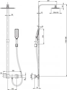 Zestaw prysznicowy Deante Abelia z deszczownicą z baterią termostatyczną chrom (NAC_017T) 2