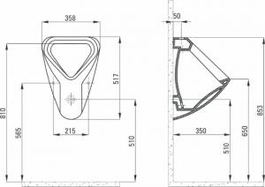 Pisuar Deante Peonia dopływ z góry (CDE_6P3W) 2
