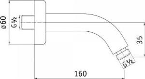 Wylewka Deante do baterii prysznicowej 160mm chrom (NAC_044K) 2