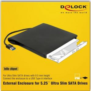 Kieszeń Delock na dyski 5.25″ Ultra Slim SATA 9,5 mm do USB Typ-A męski (42603) 5