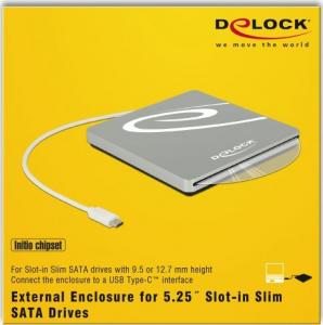 Kieszeń Delock na dyski 5.25″ Slot-in Slim SATA 9,5 / 12,7 mm do USB Type-C (42605) 3