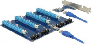 Delock Riser PCI-E x1 > 4 x PCIe x16 z kablem USB 60 cm (41427) 1