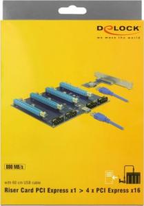 Delock Riser PCI-E x1 > 4 x PCIe x16 z kablem USB 60 cm (41427) 4