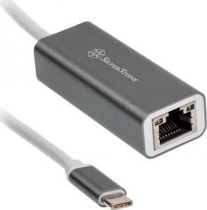 Adapter USB SilverStone USB-C - RJ45 Szary  (40185) 1