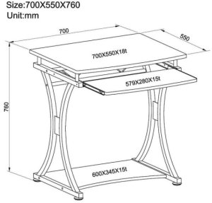 Biurko Techly Compact Czarne 70 cm x 55 cm 4