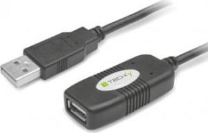 Kabel USB Techly USB-A - USB-A 10 m Czarny (023646) 1