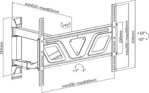 Maclean Maclean MC-810C Uchwyt do TV 37-80" rogowy czarny max vesa 600x400 50kg 10