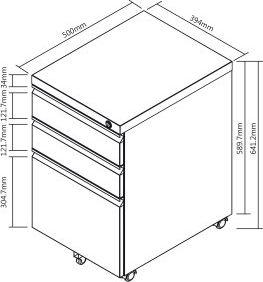 Maclean Maclean MC-850 Szafka podbiurkowa kontenerek metalowy z zamkiem czarna na kółkach 2