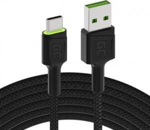 Kabel USB Green Cell USB-A - USB-C 1.2 m Czarny (KABGC06) 1
