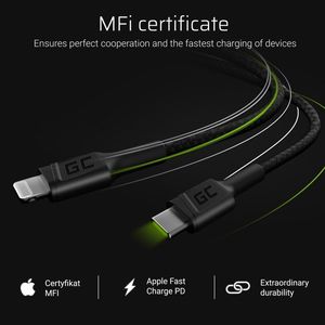 Kabel USB Green Cell USB-C - Lightning 1 m Czarny (KABGC07) 4