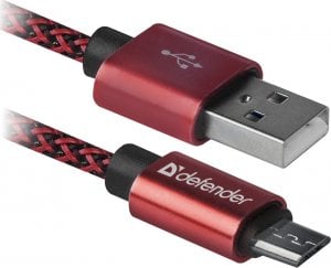 Kabel USB Defender USB-A - microUSB 1 m Czerwony (87801) 1