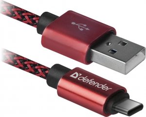 Kabel USB Defender USB-A - USB-C 1 m Czerwony (87813) 1