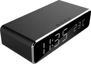 Gembird Cyfrowy budzik z funkcją bezprzewodowego ładowania, srebrny 3