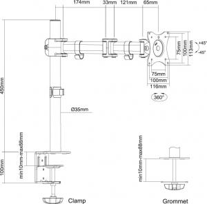 Neomounts Uchwyt biurkowy na monitor 10" - 30" (NM-D135WHITE) 5