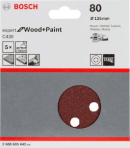 Bosch Bosch Sanding Pad C 430 D125MM Wood Grit 80 5 pcs. 2