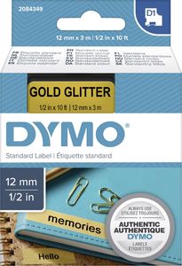 Dymo D1 Label 12mm x3m black to gold 1