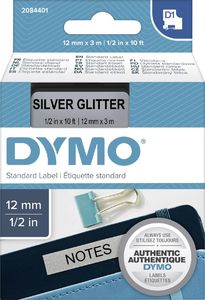 Dymo D1 Label 12mm x3m black to silver 1