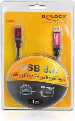 Kabel USB Delock USB-A - microUSB 1 m Czerwony Czarny (82760) 3