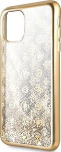 Guess Guess iPhone 11 Pro Max GUHCN65PEOLGGO złoty hard case 4G Peony Liquid Glitter 3