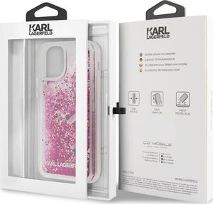 Karl Lagerfeld Karl Lagerfeld iPhone 11 KLHCN61ROPI czarno-różowy hard case Glitter Floating 5