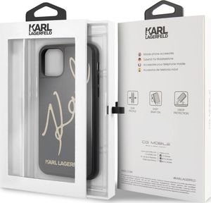 Karl Lagerfeld Karl Lagerfeld iPhone 11 Pro KLHCN58DLKSBK czarny hard case Signature Glitter 5