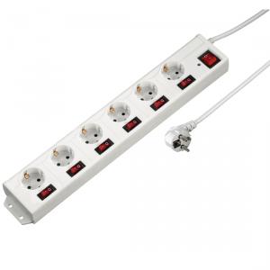 Listwa zasilająca Hama przeciwprzepięciowa 6 gniazd 1.4 m biała (137239) 2