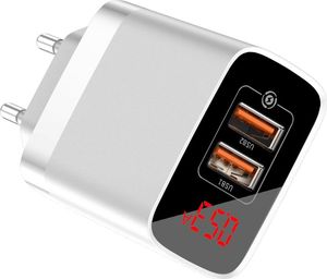 Ładowarka Baseus Baseus Mirror Lake szybka ładowarka Quick Charge 3.0 2x USB 18W z wyświetlaczem biały (CCJMHA-A02) uniwersalny 2