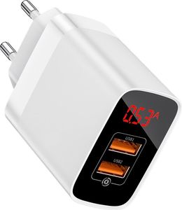 Ładowarka Baseus Baseus Mirror Lake szybka ładowarka Quick Charge 3.0 2x USB 18W z wyświetlaczem biały (CCJMHA-A02) uniwersalny 6