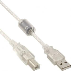 Kabel USB Gembird USB-A - USB-B 3 m Przezroczysty (34535) 1