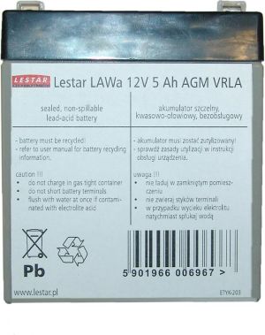 Lestar żelowy akumulator wymienny (LAWa 12V 5Ah AGM VRLA) (1966006967) 2