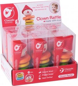 Classic World Grzechotka Classic World Drewniana Kolorowy Klaun dla dzieci 5
