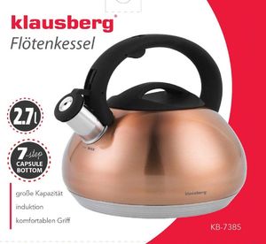 Klausberg CZAJNIK Z GWIZDKIEM KLAUSBERG 2,7L KB-7385 COPPER 2