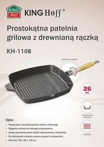 Patelnia KingHoff grillowa Żeliwna 26cm 2