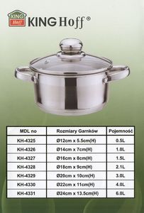 KingHoff GARNEK 1.0L 14CM KINGHOFF [KH-4326] 8