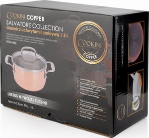 Mondex GARNEK ZE STALI NIERDZEWNEJ Z POKRYWKĄ 16cm 1.5L MIEDZIANY COOKINI 2