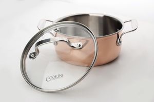 Mondex GARNEK ZE STALI NIERDZEWNEJ Z POKRYWKĄ 16cm 1.5L MIEDZIANY COOKINI 3