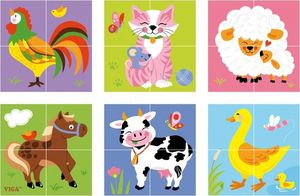 Viga Drewniana układanka Farma Puzzle Viga Toys 4 klocki 3