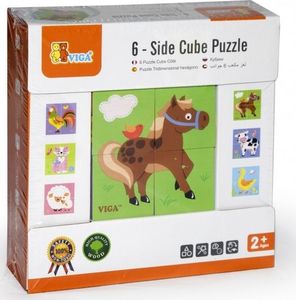 Viga Drewniana układanka Farma Puzzle Viga Toys 4 klocki 4
