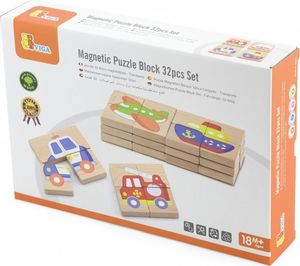 Viga Układanka drewniana puzzle magnetyczne pojazdy 2