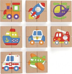 Viga Układanka drewniana puzzle magnetyczne pojazdy 3