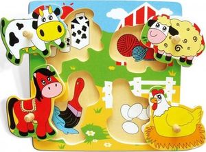 Viga Drewniane Puzzle Farma Układanka Niespodzianka Viga Toys 2