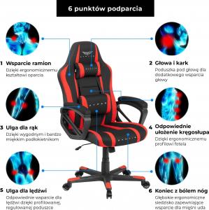 Fotel Gamvis Hyper Czarno-czerwony (materiałowy) 11