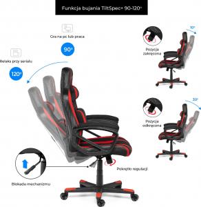 Fotel Gamvis Hyper Czarno-czerwony (materiałowy) 12