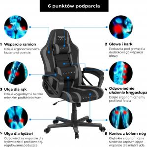 Fotel Gamvis Hyper Czarno-szary (materiałowy) 11